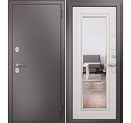 Дверь входная Family Mass MP M-140 Шоколад букле/Бьянко ларче, 2 замка, с ночной задвижкой