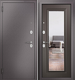 Дверь входная Family Mass MP M-140, с зеркалом Шоколад букле/Шоколад ларче, М-140 mirror, 2 замка