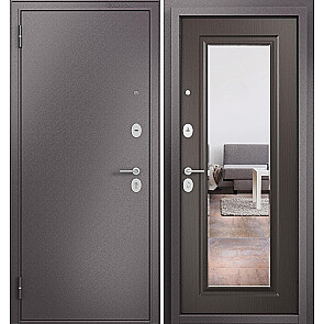 Дверь входная Фэмели Масс МП M-140 Шоколад букле/Шоколад ларче, с зеркалом, 2 замка