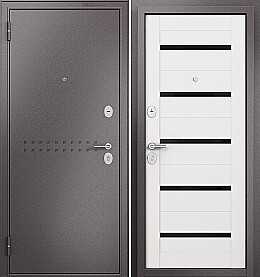 Дверь входная Family Mass MP M-142 Lakobel Black R-4, Шоколад букле/Бьянко белая, M-142 Lakobel Black, 2 замка