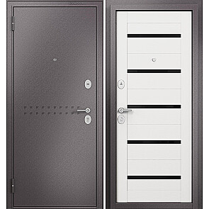 Дверь входная Фэмели Масс МП M-142 Lakobel Black Шоколад букле/R-4 Бьянко белая, 2 замка