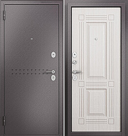 Дверь входная Family Mass MP M-104 R-4, Шоколад букле/Бьянко ларче, M-104, 2 замка, с ночной задвижкой