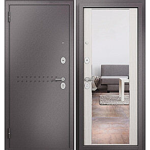 Дверь входная Фэмели Масс МП M-164 Шоколад букле/R-4 Бьянко ларче, с зеркалом, 2 замка