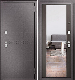 Дверь входная Family Mass MP M-164, с зеркалом R-4, Шоколад букле/Шоколад ларче, М-164 mirror, 2 замка