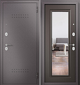 Дверь входная Family Mass MP M-140, с зеркалом R-5, Шоколад букле/Шоколад ларче, М-140 mirror, 2 замка