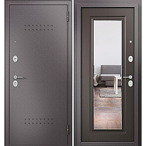 Дверь входная Фэмели Масс МП M-140 Шоколад букле/Шоколад ларче, с зеркалом, 2 замка