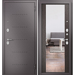 Дверь входная Фэмели Масс МП M-164 Задвижка Шоколад букле/R-6 Венге, с зеркалом, 2 замка