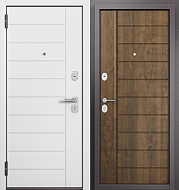 Дверь входная Family Mass PP M-136/M-136 Дуб белый матовый, M-136/Орех грецкий, M-136, 2 замка