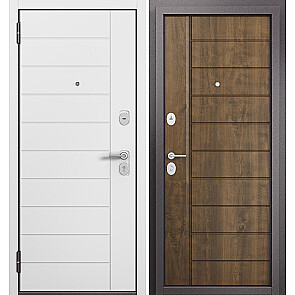 Дверь входная Фэмели Масс ПП M-136/M-136 Дуб белый матовый/Орех грецкий, 2 замка
