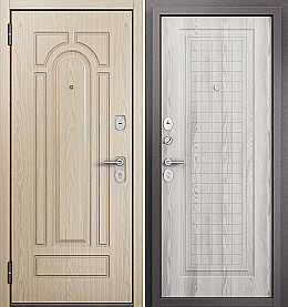 Дверь входная Family Mass PP M-102/СК-3 Дуб выбеленный, M-102/Ясень ривьера айс, СК-3, 2 замка, с ночной задвижкой
