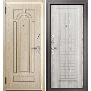 Дверь входная Фэмели Масс ПП M-102/СК-3 Задвижка Дуб выбеленный/Ясень ривьера айс, 2 замка