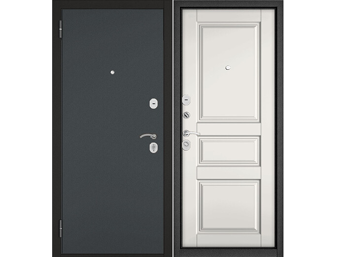 ДМ HOME ECO MP Черный муар металлик/МДФ Белый софт  6ED-2, с задвижкой,  205*86 Левая