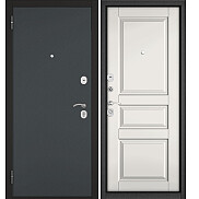 Дверь входная Home Eco MP 6ED-2 Черный муар металлик/Белый софт, 2 замка, с ночной задвижкой