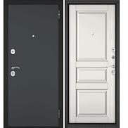 Дверь входная Home Eco MP 6ED-2 Черный муар металлик/Белый софт, 2 замка, с ночной задвижкой