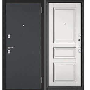 Дверь входная Хоум Эко МП 6ED-2 Задвижка Черный муар металлик/Белый софт, 2 замка, с ночной задвижкой