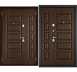 Дверь входная Mega Standart PP X-108/X-108 Дуб коньяк/Дуб коньяк, 2 замка, с ночной задвижкой