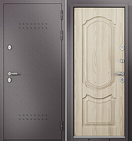 Дверь входная Termo Split MP D-4 (порог) с терморазрывом D-4, Шоколад букле/Ясень ривьера крем, 10TD-4, 2 замка, с ночной задвижкой