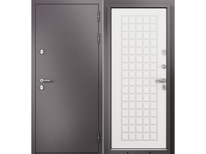 Дверь входная Termo Split MP 10T-11 (порог) с терморазрывом Шоколад букле/Белый ларче, 10T-112, 2 замка, с ночной задвижкой