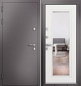 Дверь входная Termo Split MP 10T-140 (порог) с терморазрывом Шоколад букле/Белый ларче, 10T-140 mirror, 2 замка, с ночной задвижкой