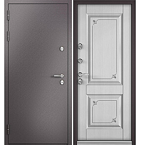 Дверь входная Термо Стандарт МП 10T-105 с терморазрывом Шоколад букле/Белый ларче, 2 замка