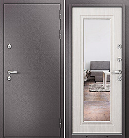 Дверь входная Termo Split MP 10T-140 (порог) с терморазрывом Шоколад букле/Бьянко ларче, 10T-140 mirror, 2 замка, с ночной задвижкой