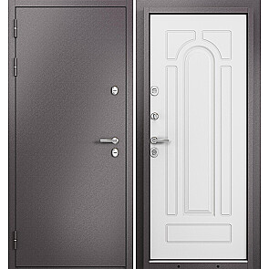 Дверь входная Термо Стандарт МП 10T-102 с терморазрывом Шоколад букле/Дуб белый матовый, 2 замка