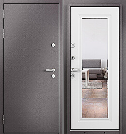 Дверь входная Termo Split MP 10T-140 (порог) с терморазрывом Шоколад букле/Дуб белый матовый, 10T-140 mirror, 2 замка, с ночной задвижкой