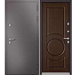 Дверь входная Termo Standart MP D6 Шоколад букле (порог)/Дуб коньяк