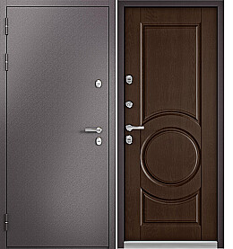 Дверь входная Termo Split MP D6 (порог) с терморазрывом Шоколад букле/Дуб коньяк, D6, 2 замка, с ночной задвижкой