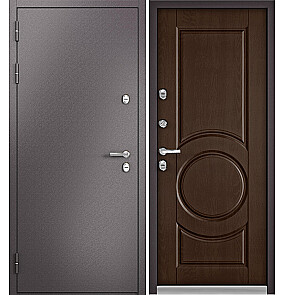 Дверь входная Термо Стандарт МП D6 с терморазрывом Шоколад букле/Дуб коньяк, 2 замка