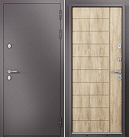 Дверь входная Termo Split MP 10T-136 (порог) с терморазрывом Шоколад букле/Дуб шале натуральный, 10T-136, 2 замка, с ночной задвижкой