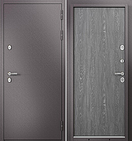 Дверь входная Termo Split MP 10T-100 (порог) с терморазрывом Шоколад букле/Дуб шале серебро, 10T-100, 2 замка, с ночной задвижкой