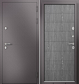 Дверь входная Termo Split MP 10T-135 (порог) с терморазрывом Шоколад букле/Дуб шале серебро, 10T-135, 2 замка, с ночной задвижкой