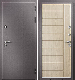 Дверь входная Termo Split MP 10T-136 (порог) с терморазрывом Шоколад букле/Дуб выбеленный, 10T-136, 2 замка, с ночной задвижкой