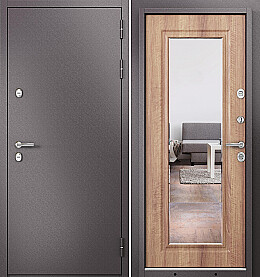 Дверь входная Termo Split MP 10T-140 (порог) с терморазрывом Шоколад букле/Карамель, 10T-140 mirror, 2 замка, с ночной задвижкой