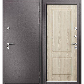 Дверь входная Термо Стандарт МП 10TD-1 с терморазрывом Шоколад букле/Ясень ривьера крем, 2 замка