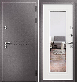 Дверь входная Termo Split MP 10T-140 (порог) с терморазрывом R-4, Шоколад букле/Белый ларче, 10T-140 mirror, 2 замка, с ночной задвижкой