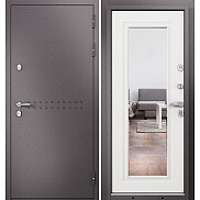 Дверь входная Termo Split MP 10T-140 (порог) с терморазрывом R-4, Шоколад букле/Белый ларче, 10T-140 mirror, 2 замка, с ночной задвижкой