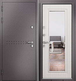 Дверь входная Termo Split MP 10T-140 (порог) с терморазрывом R-4, Шоколад букле/Бьянко ларче, 10T-140 mirror, 2 замка, с ночной задвижкой