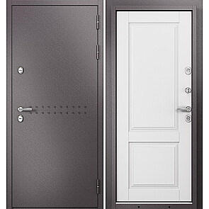 Дверь входная Термо Стандарт МП 10TD-1 с терморазрывом Шоколад букле/Дуб белый матовый, 2 замка