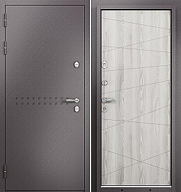 Дверь входная Termo Split MP 10T-130 (порог) с терморазрывом R-4, Шоколад букле/Ясень ривьера айс, 10T-130, 2 замка, с ночной задвижкой