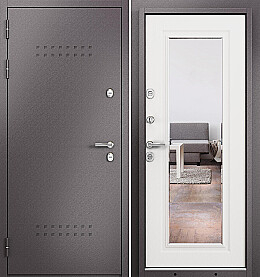 Дверь входная Termo Split MP 10T-140 (порог) с терморазрывом R-5, Шоколад букле/Белый ларче, 10T-140 mirror, 2 замка, с ночной задвижкой