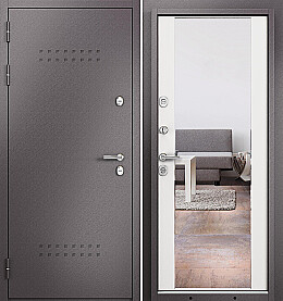 Дверь входная Termo Split MP 10T-164 (порог) с терморазрывом R-5, Шоколад букле/Белый ларче, 10T-164 mirror, 2 замка, с ночной задвижкой