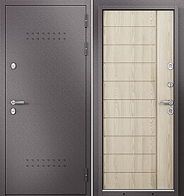 Дверь входная Termo Split MP 10T-136 (порог) с терморазрывом R-5, Шоколад букле/Ясень ривьера крем, 10T-136, 2 замка, с ночной задвижкой