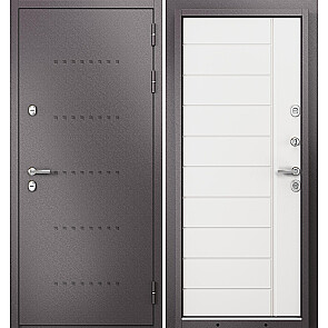 Дверь входная Термо Стандарт МП 10T-136 с терморазрывом Шоколад букле/Белый софт, 2 замка