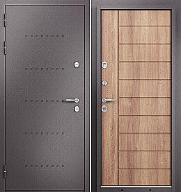 Дверь входная Termo Split MP 10T-136 (порог) с терморазрывом R-6, Шоколад букле/Карамель, 10T-136, 2 замка, с ночной задвижкой