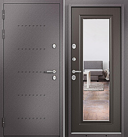 Дверь входная Termo Split MP 10T-140 (порог) с терморазрывом R-6, Шоколад букле/Шоколад ларче, 10T-140 mirror, 2 замка, с ночной задвижкой