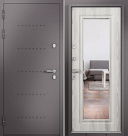 Дверь входная Termo Split MP 10T-140 (порог) с терморазрывом R-6, Шоколад букле/Ясень ривьера айс, 10T-140 mirror, 2 замка, с ночной задвижкой