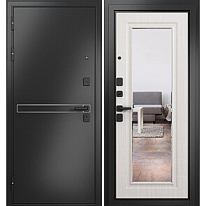 Дверь входная Траст Масс МП 9S-140 Антрацит букле/Бьянко ларче, с зеркалом, 2 замка