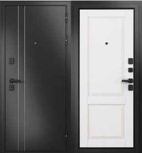 Дверь входная Траст Масс МП 9SD-1 Антрацит букле/Белый ларче, 2 замка, с ночной задвижкой